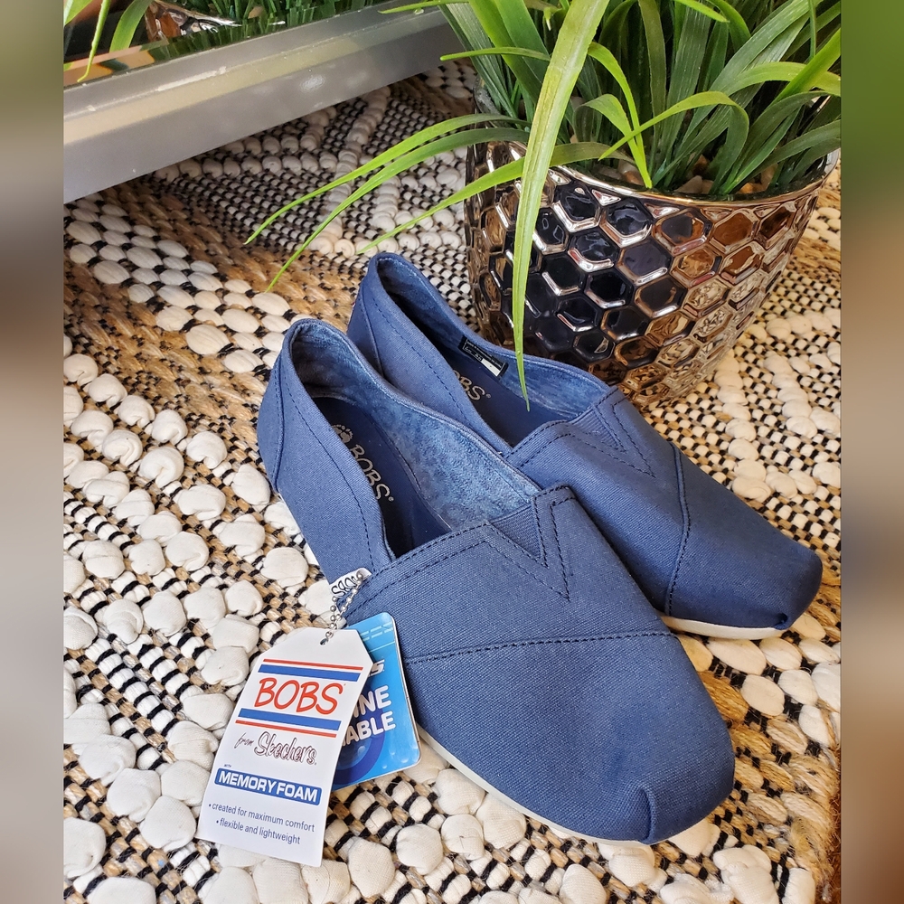 BOBS  From Skechers Women's Peace And Love Dark Navy Flats - Picture 2 of 12